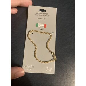 18k Gold Plated Sterling Silver 7.5 Inch Bracelet Brilliance Fine Jewelry NWT